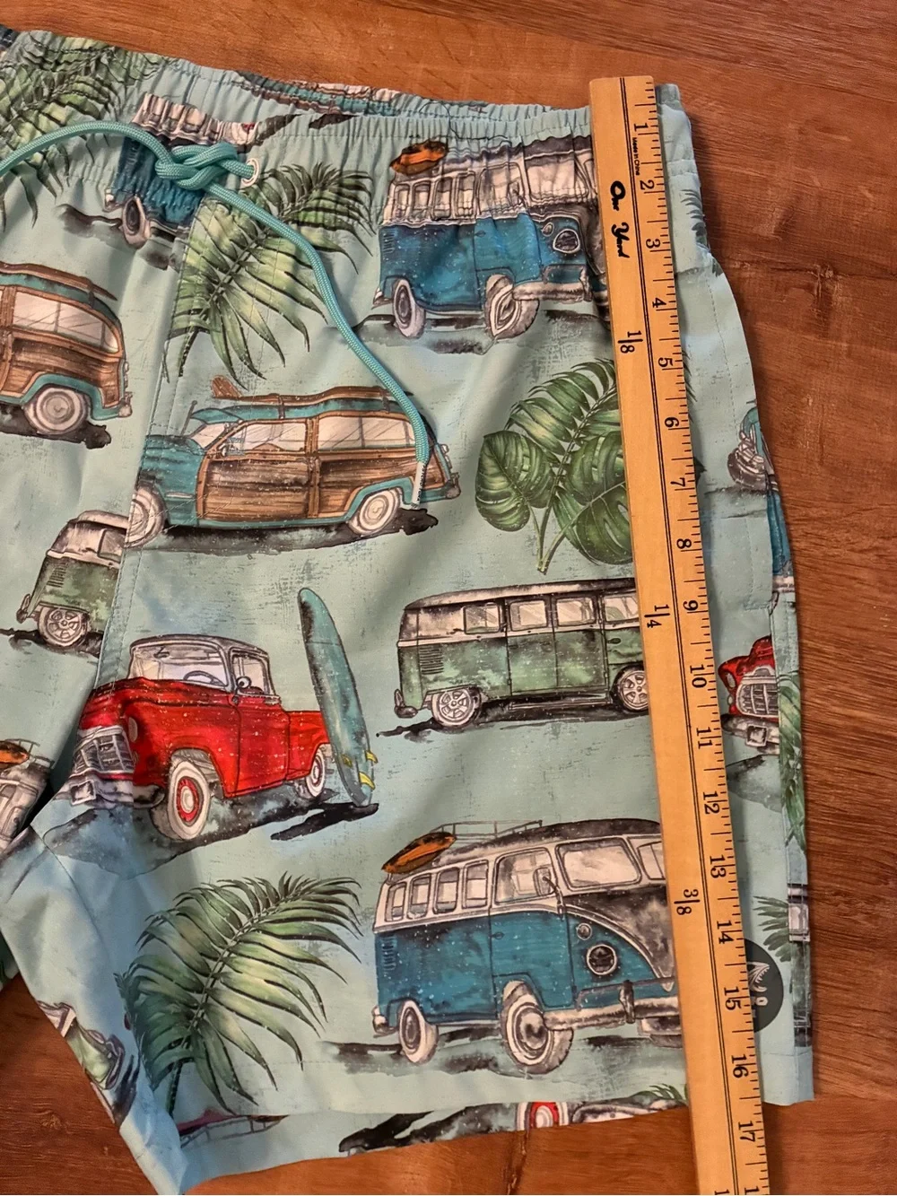 Psycho Tuna NWOT Sz Large Classic Cars Blue Surf Swim Trunks Board Shorts Pool